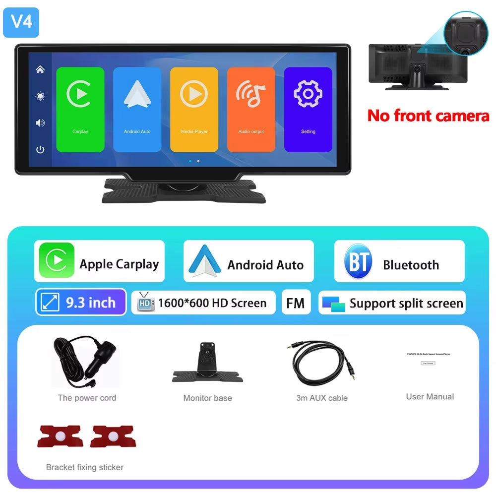 6.86" /9.3" Car Mirror Video Recording Wireless Carplay Monitor Android Auto Dashboard DVR GPS Navigation Carplay Screen
